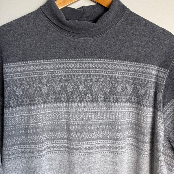 Lands' End Women's Sweater Long Sleeve Fair Isle Turtle Neck Lightweight Gray XL - Picture 4 of 13